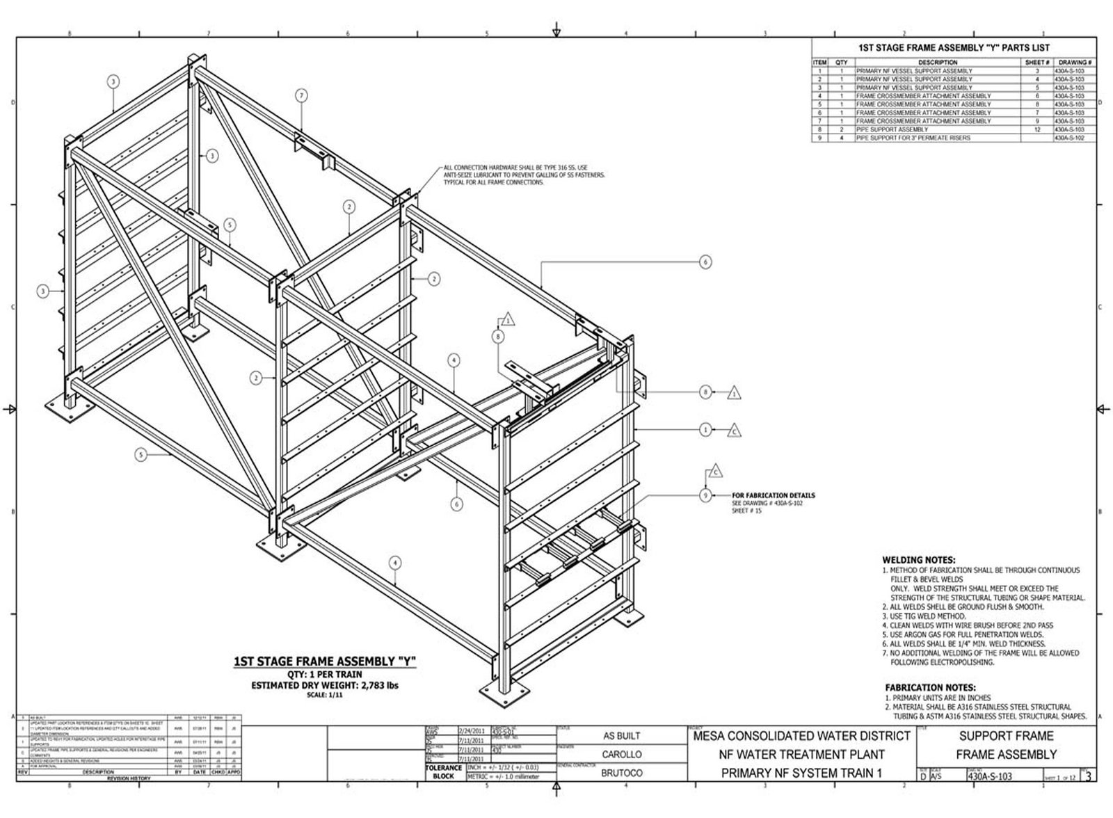 Costa Mesa — Frame Details 1st Stage